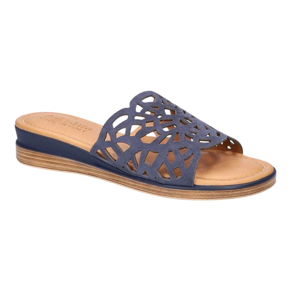 Bella Vita Women's Cas-Italy Kidsuede Italian Leather Sandals Navy Size 8 1/2 W